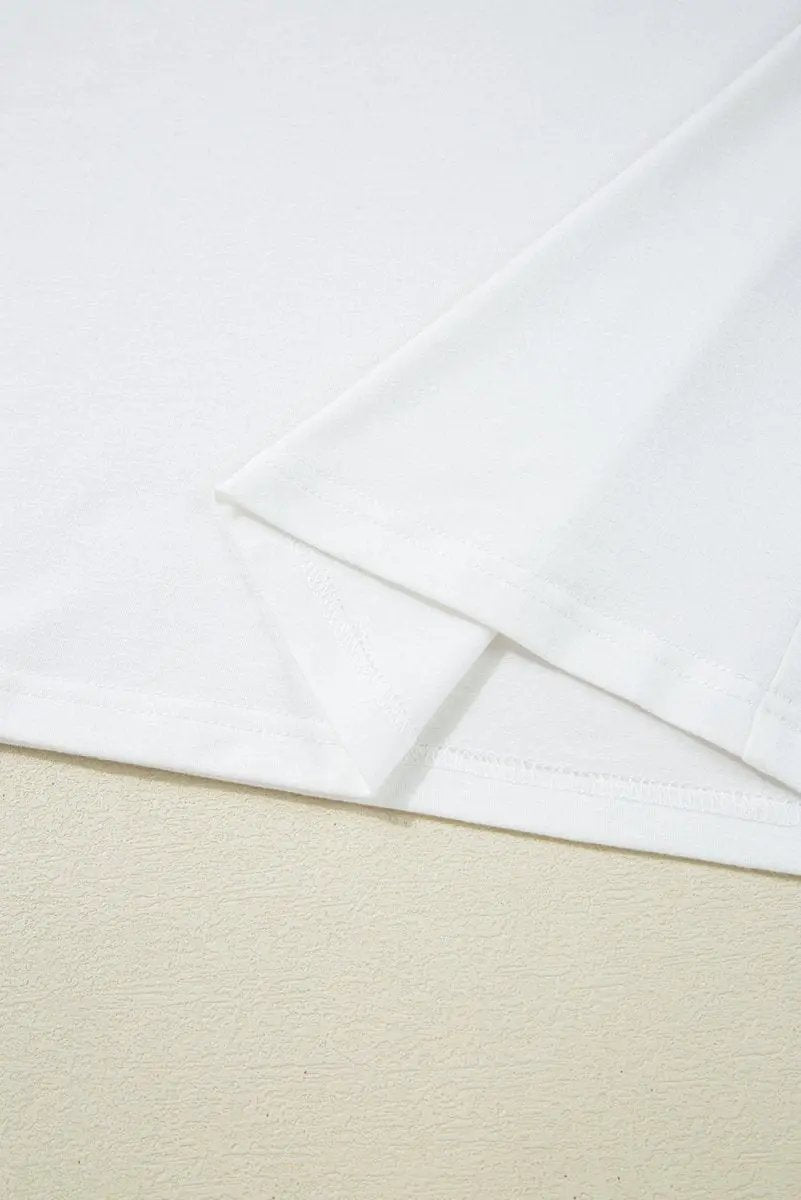 White Sequin Stripes Patchwork Mardi Gras Crew Neck T Shirt - Love Salve